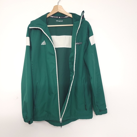 MEN ADIDAS OUTDOOR CLIMAPROOF WATER PROOF BREATHABLE JACKET HOODED GREEN - Picture 7 of 12